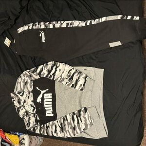 Puma Kids Camo Hoodie and Jogger Set - Black and Gray